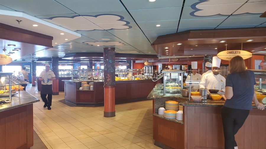Guests at a cruise ship buffet
