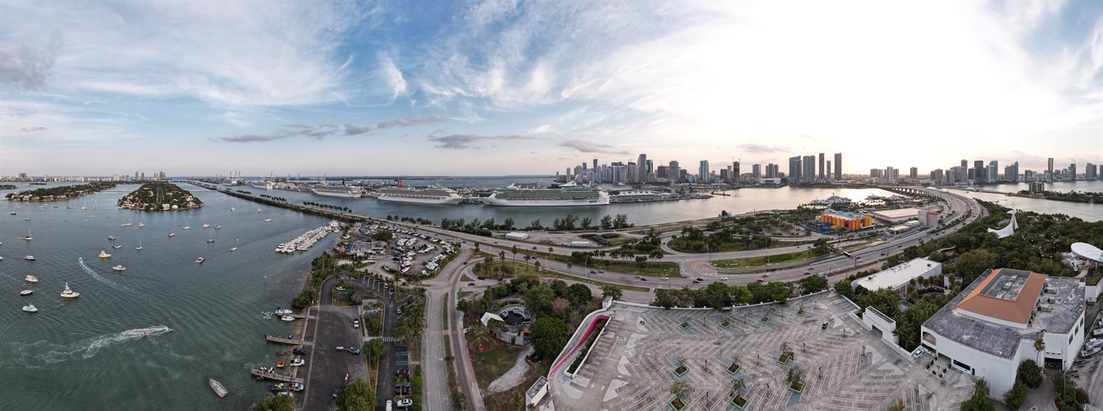 Aerial view of a cruise port