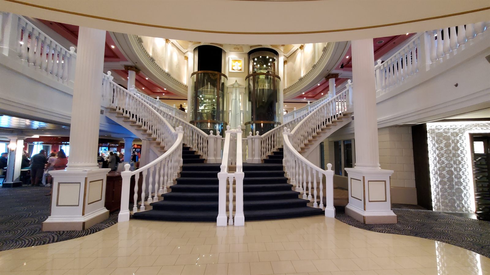 Grand staircase in a cruise ship atrium