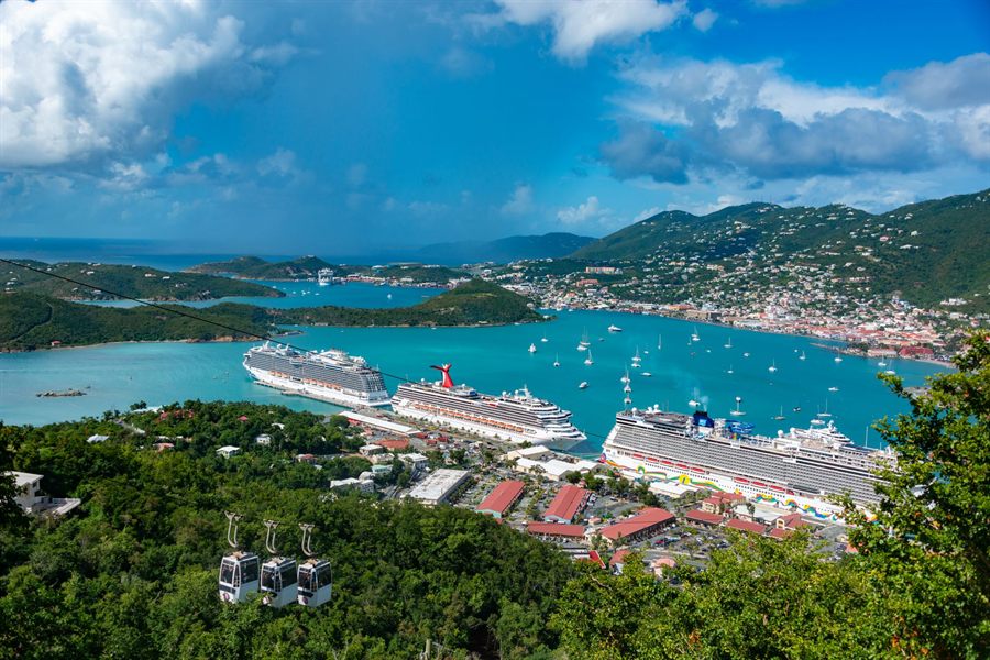 Cruise ships in a Caribbean harbor